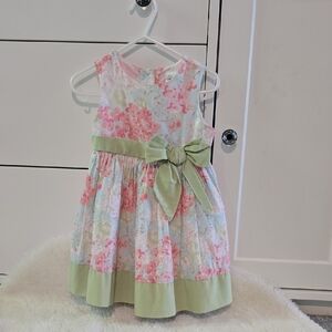 Pink and Green Sleeveless Fit and Flare Sundress